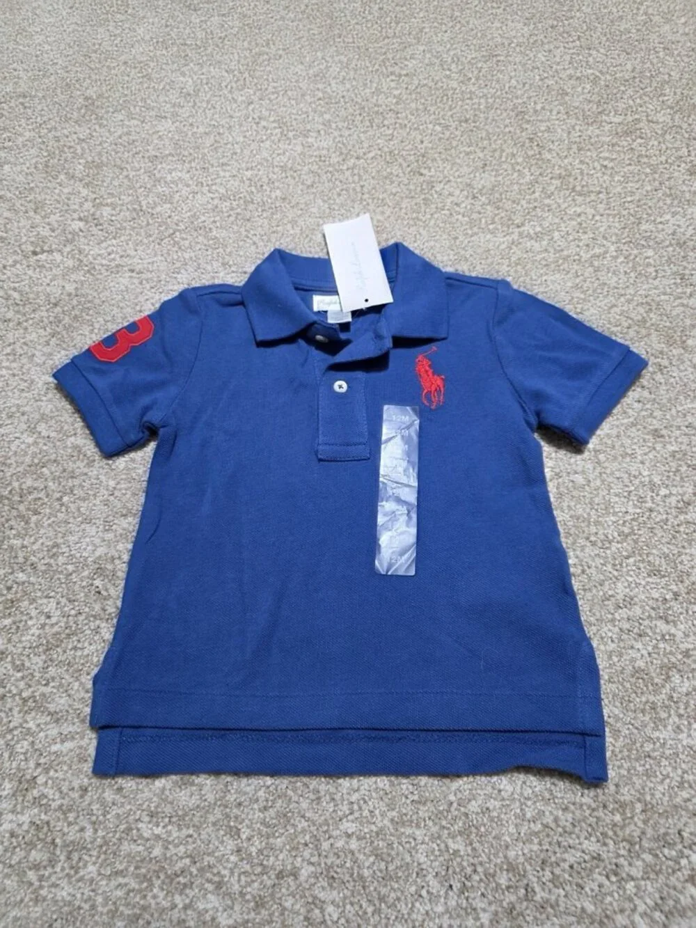 Ralph Lauren Baby Toddler Blue Polo Short Sleeve T Shirt Size 12M